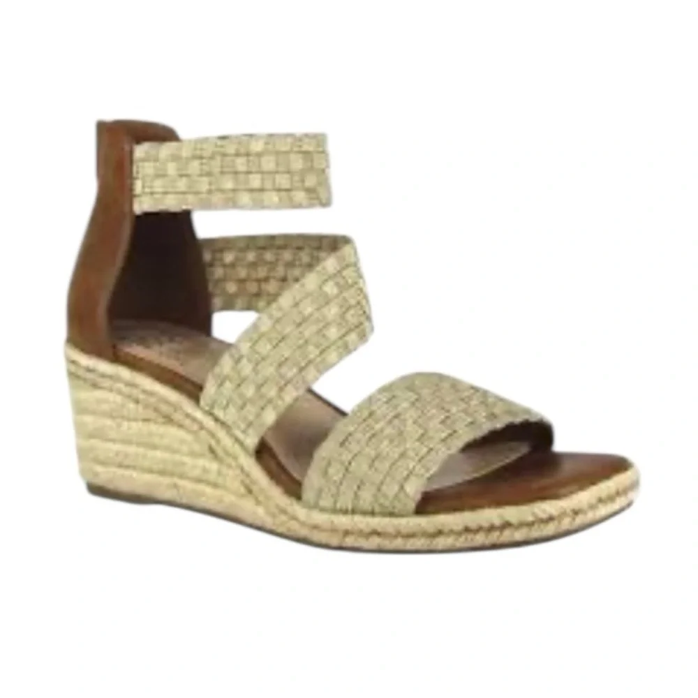 Impo Nalani Memory Foam Monochrome Vegan Brown & Tan Wedge Sandals Size 6.5